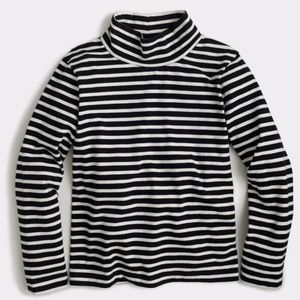 J. Crew Black and White Striped Turtleneck Top